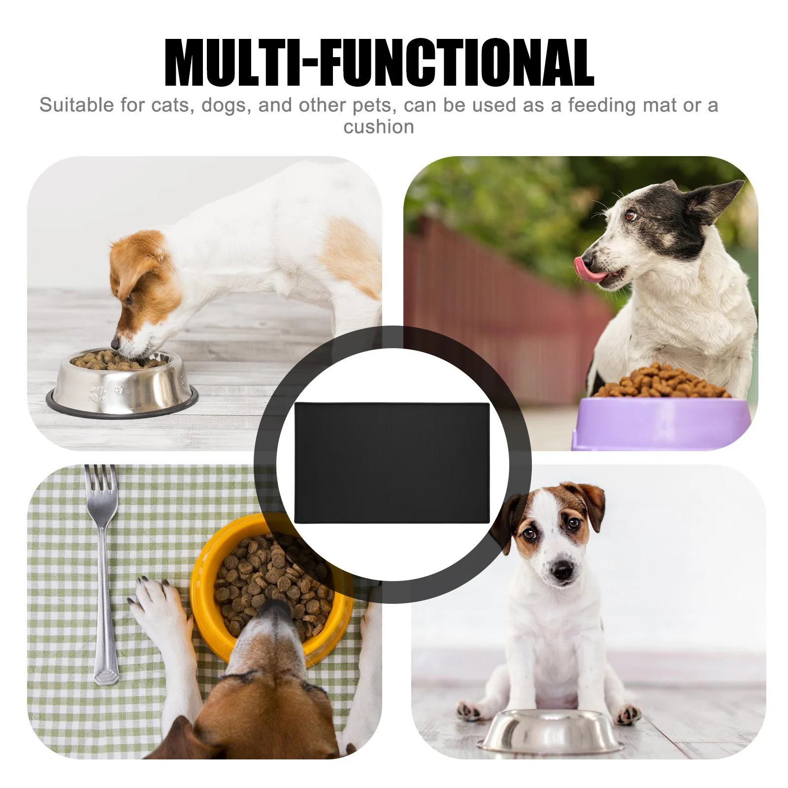 แผ่นรองอาหารสุนัขกันลื่น ขนาดเล็ก ทำจากซิลิโคน สำหรับวางชามอาหาร กันน้ำ ป้องกันการหกเลอะเทอะ ใช้ได้ทั้งในรถและที่บ้าน