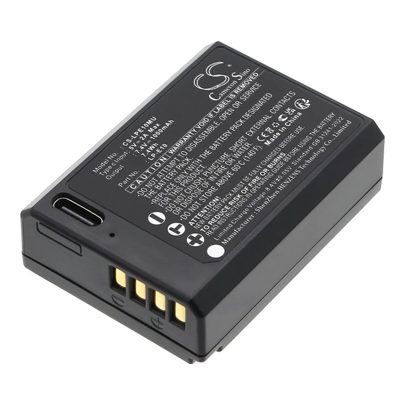 7.4V 1000mAh Camera Battery LP-E10 for Canon DS126291 DS126491 DS126621 EOS 1100D 1200D 1300D 4000D KISS X50 X70 X90 REBEL T3 T5