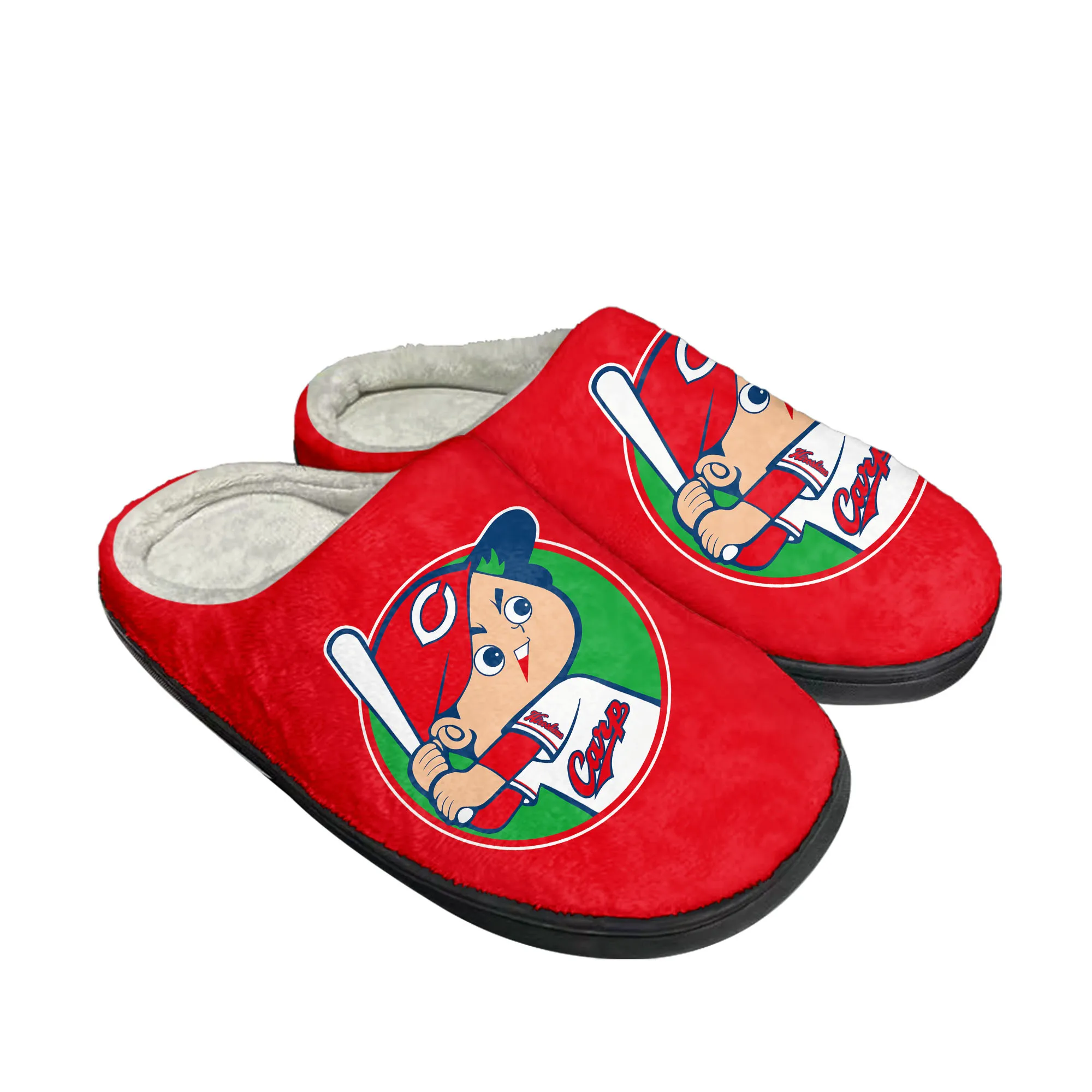 Hiroshima Carp baseball Home Cotton Slippers Mens Womens Plush Bedroom Casual Keep Warm Shoes Thermal Indoor Slipper Customized