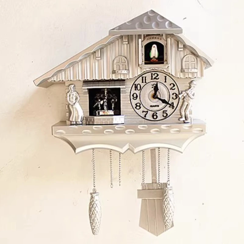 

Exclusive new European wall clock cuckoo goes out of the window to tell the time and swing the wall watch