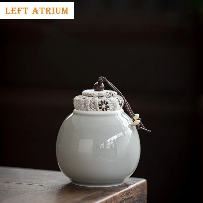 

Chinese Ceramic Tea Caddy Sealed Tea Jar Coffee Candy Spices Containers Travel Portable Tea Boxes Household Storage Tank Teaware