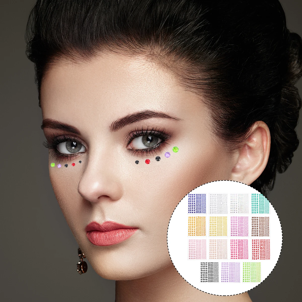 

15 Sheets Nail Stickers Art Face Jewels with Adhesive Forehead Beads Eyes DIY Acrylic Rhinestone