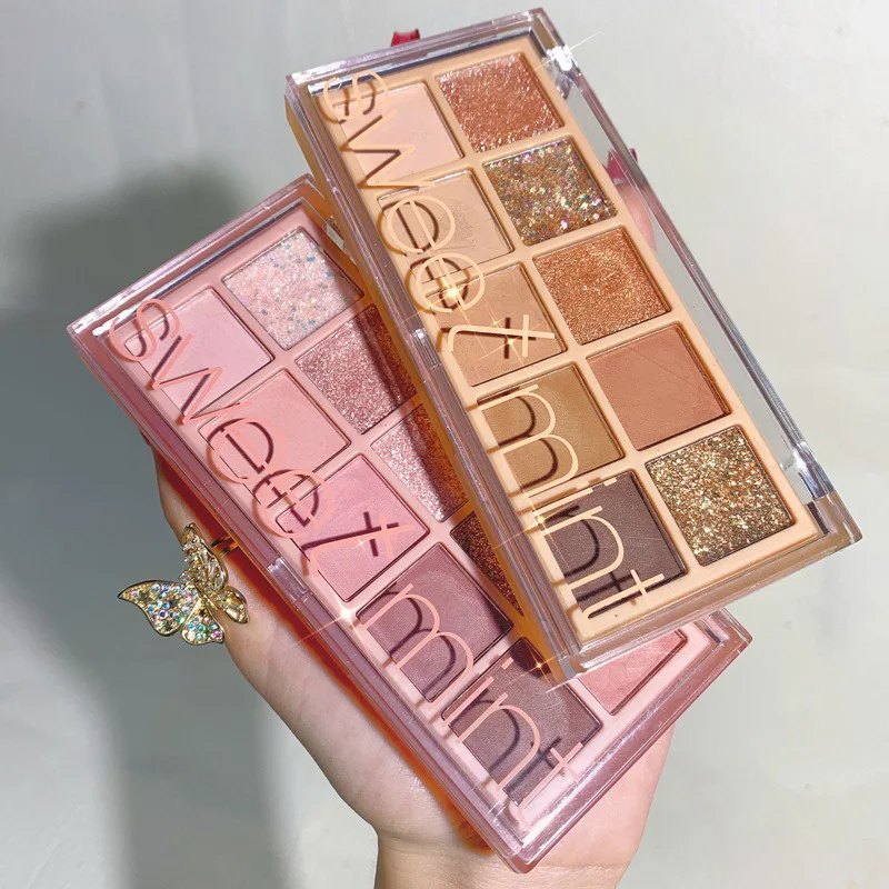 マットパールアイシャドウトレイ,ファインピース,アースカラー,光沢のあるミルクティー,10色