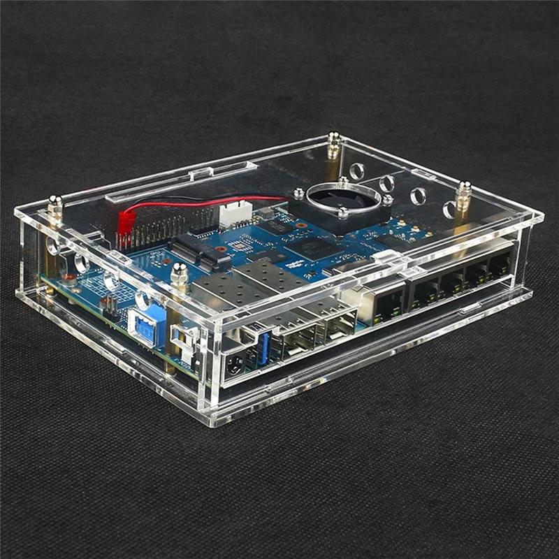 Acryl-Schutzhülle mit Lüfter für Banana Pi R3 BPI-R3 Entwicklungsboard-Zubehör