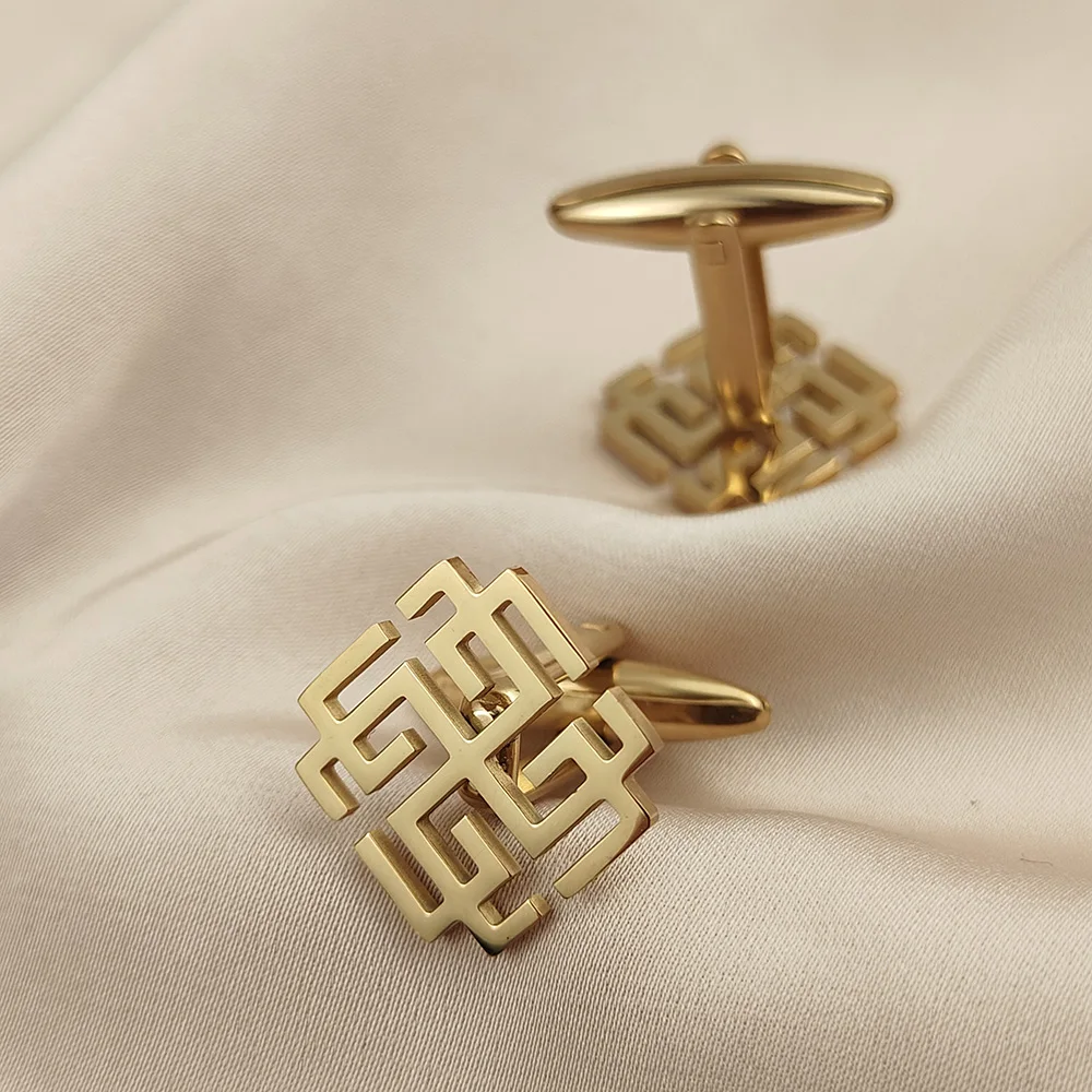 สแตนเลส Retro Cufflinks สําหรับผู้ชายส่วนบุคคลสไตล์ชาติพันธุ์รูปแบบธุรกิจเสื้อ Cuff Dings เครื่องประดับอุปกรณ์เสริมขายส่ง