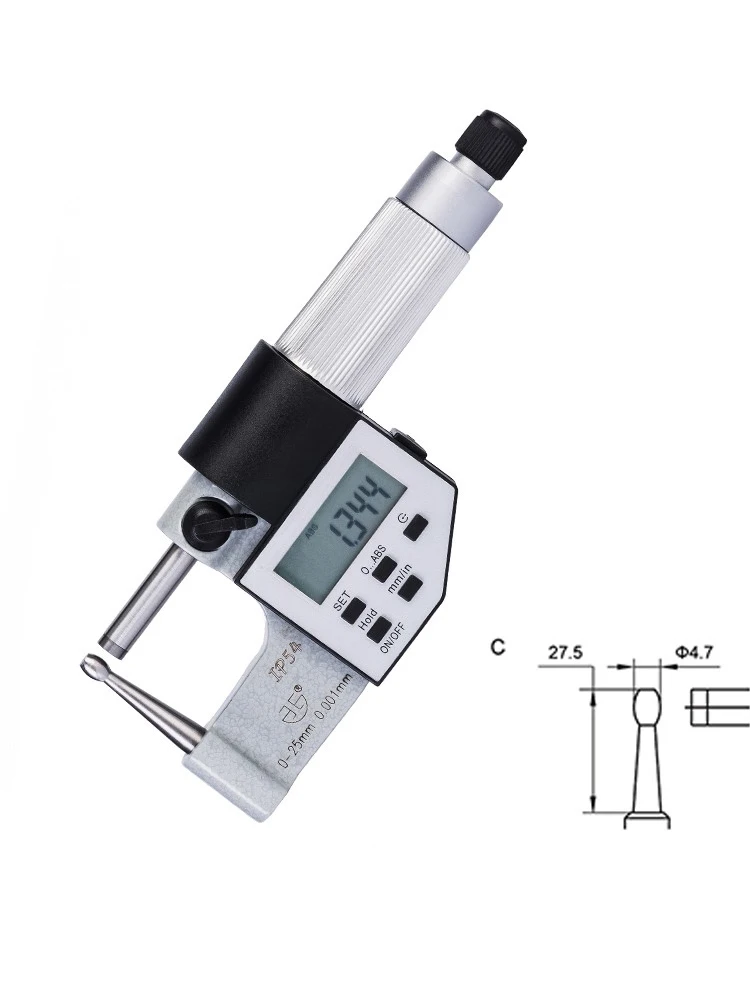 

Outside micrometer 0-25mm 0.001mm Tube Micrometers round head wall thickness Micrometer 0-1" . Type C