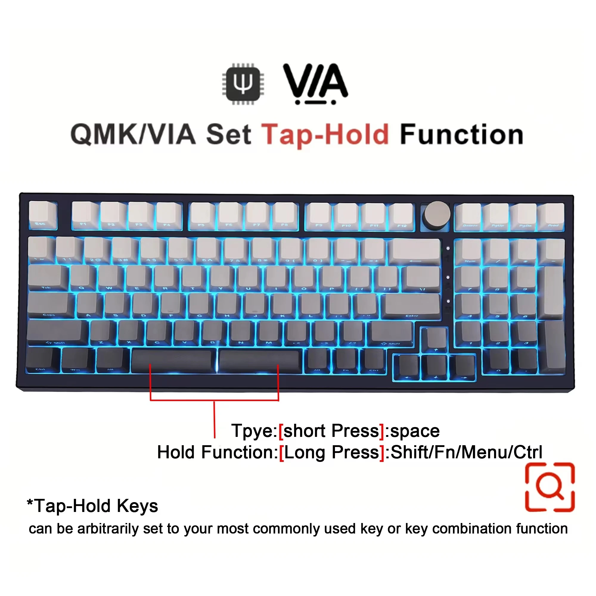 SKYLOONG GK980 QMK Mechanical Keyboard 95% Profile Hot-Swappable Shine-Through RGB Backlit Macro Knob Gaming Keyboard for PC