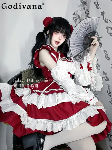 10 best sales röd hembiträdesklänning - №8