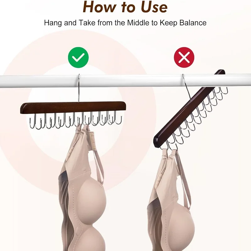 Holz Gürtel Rack Frauen Lagerung Kleiderbügel Für Kleidung Fall Hüte Bh Hause Kleidung Hängen Haken Schränke Multifunktionale Kleiderbügel – Detail 4