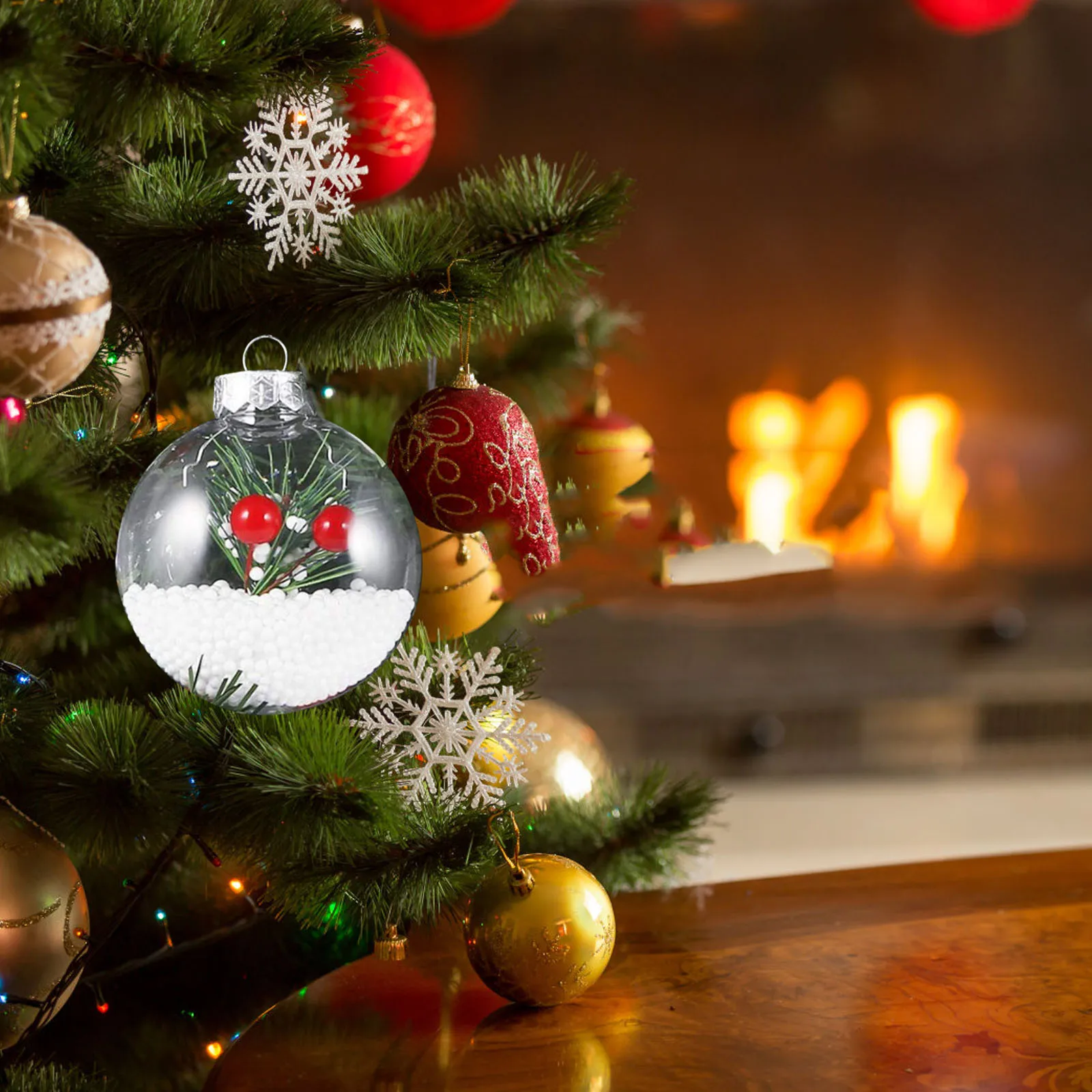 

20 Pcs DIY Hanging Flat Ball Clear Plastic Ornaments Bulk Christmas Balls Fillable Gadgets for Tree Sphere