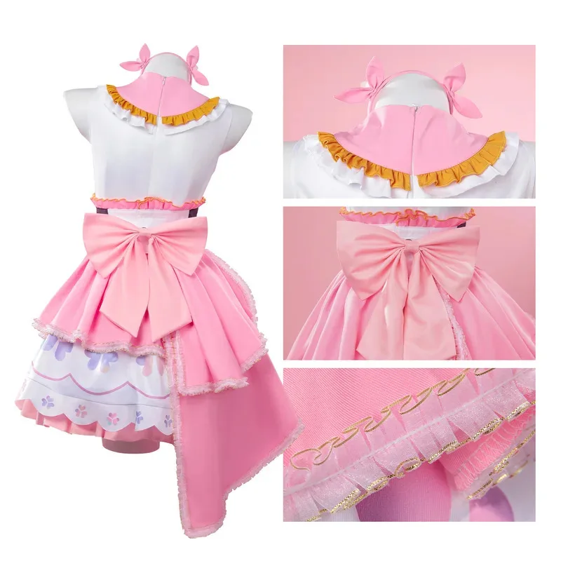 sisi 2233New PJSK More JUMP Momoi Airi Cosplay Costume Wig Women Girls Halloween Carnival Party Dress Lolita Suit