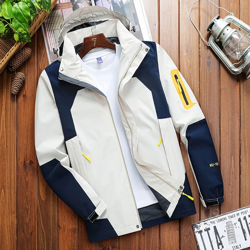 

Autumn Couple Charge Jacket Casual Fashion Mountaineering Windproof Waterproof Wear-resistant Hooded Coat 2024 Men's Windbreaker