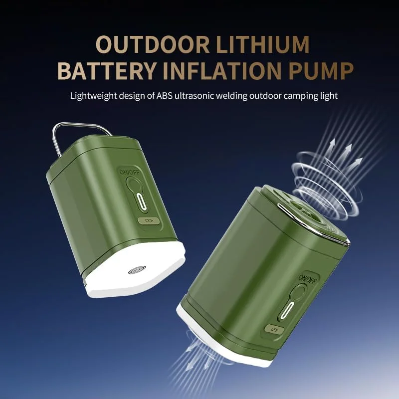 Air Pump for Inflatables, Mini Portable Pump with Camping Light Tiny Electric Air Pump, Inflate Deflate for Air Mattress,Bags