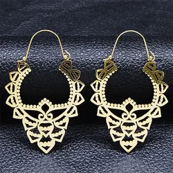 2024 New fashion stainless steel cutout flower flower earrings Bohemian carved earrings Feminine all matching earrings anniversa