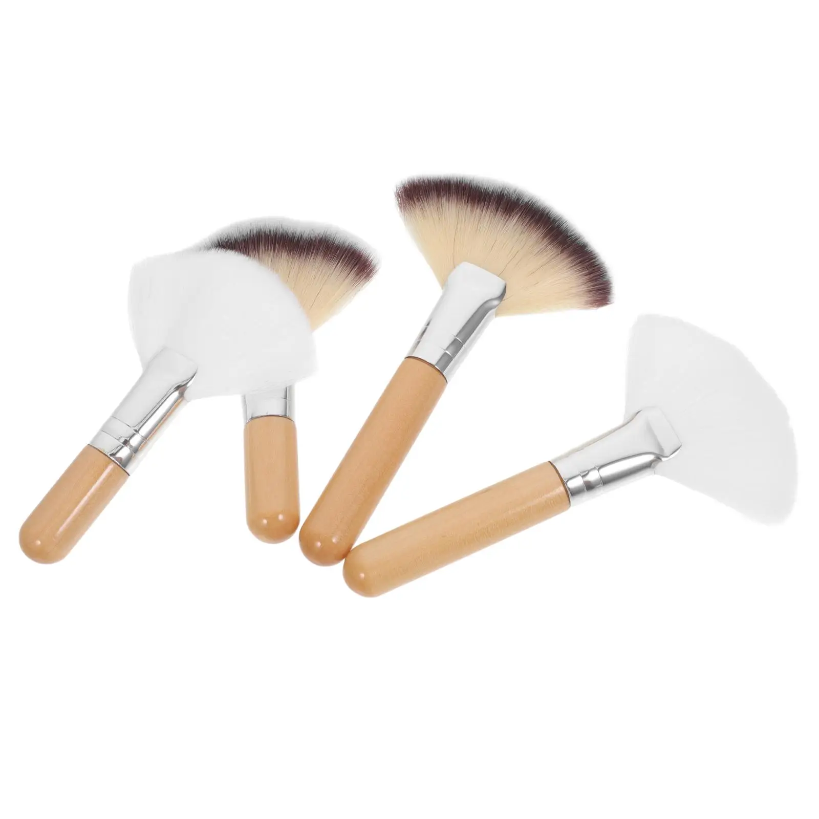 Brosse à poudre libre, 4 pièces, maquillage, Blush, soins de la peau, surligneurs, épurateur de visage, éventail à paillettes