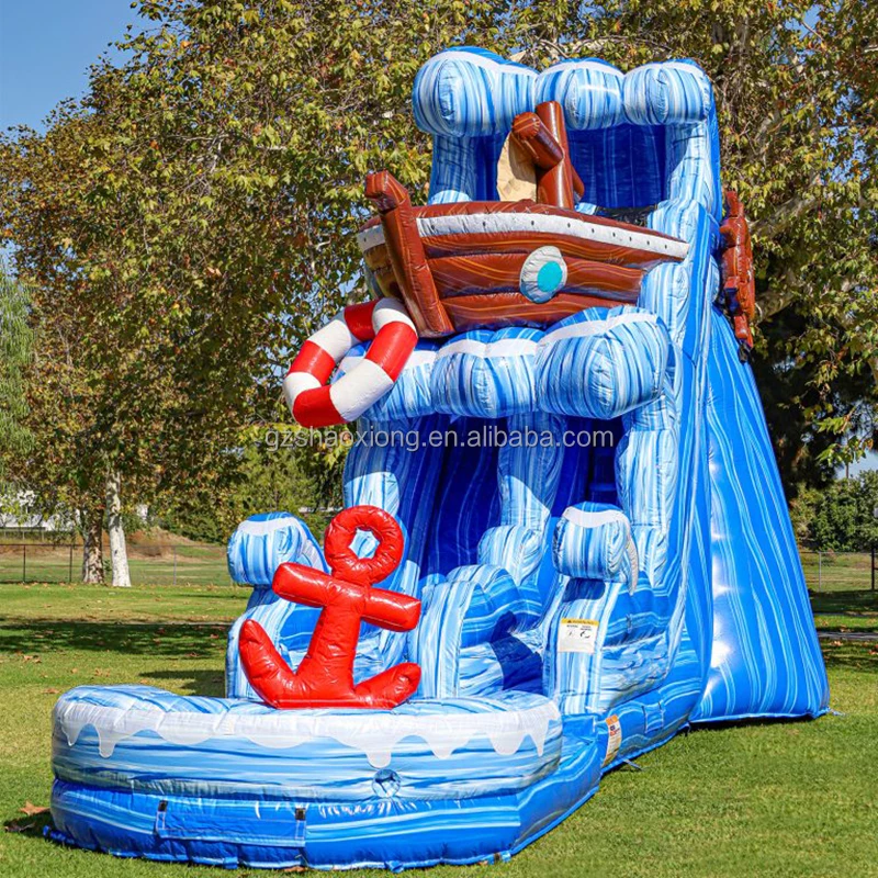 Commercial Pirate Ship Theme Outdoor Wet Dry Large Waterslides Detachable Pool Combo for Children Adults Inflatable Water Slide