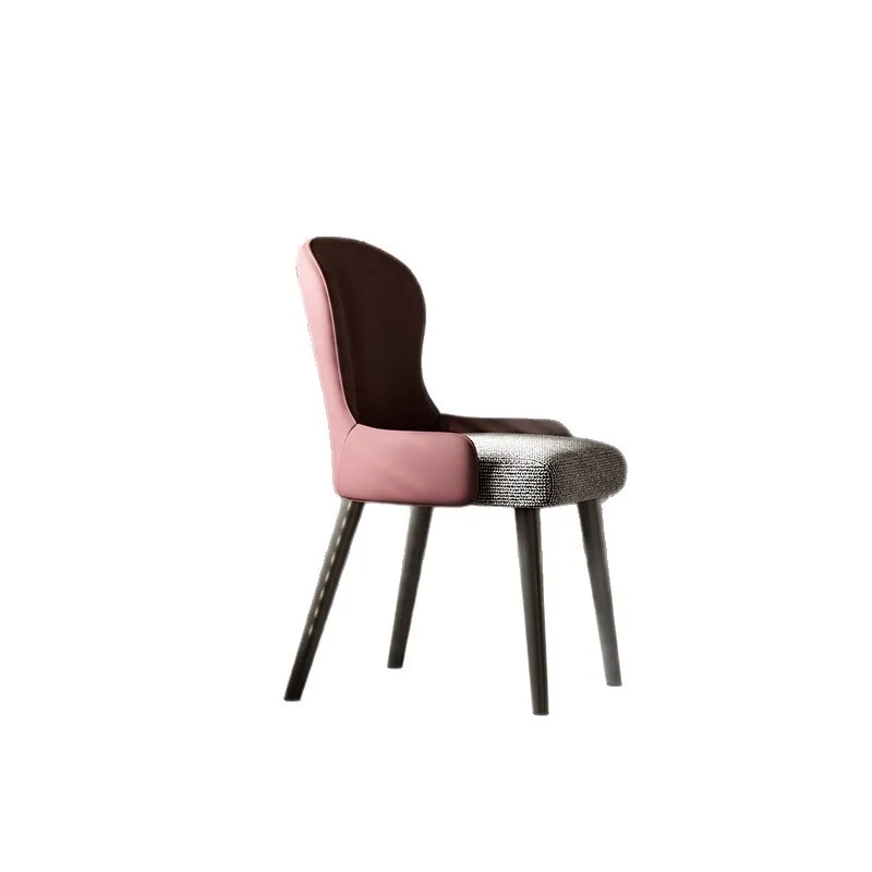 

Premium wrought iron back chair dining chair household leather modern minimalist Italian light luxury dining table