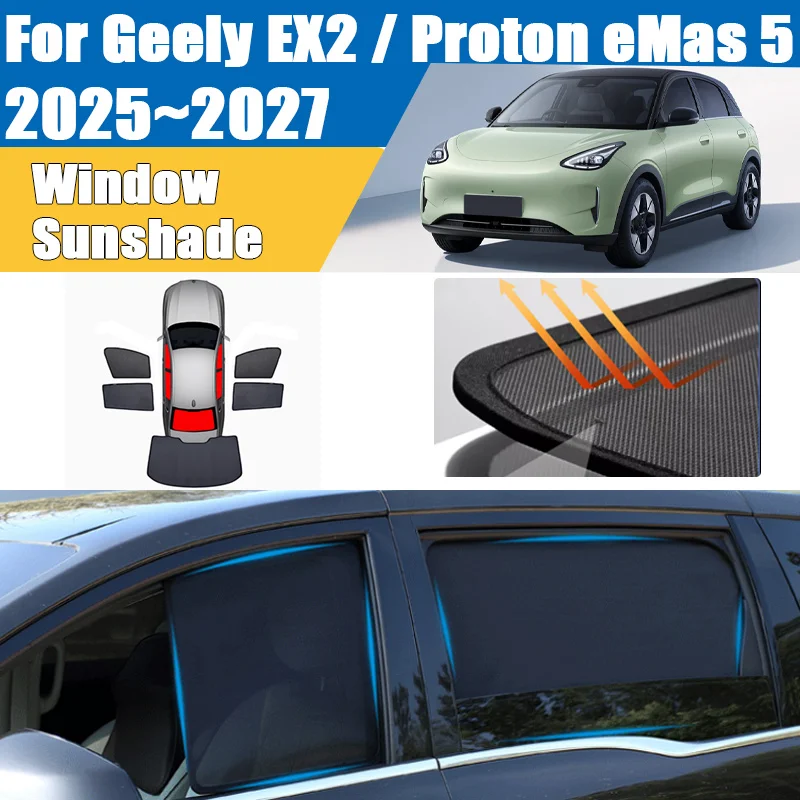 

Солнцезащитная шторка для Geely EX2 Proton eMas 5 E22H 2025 2026 2027, затемняющая сетчатая термоизоляционная шторка на лобовое стекло, автоаксессуары