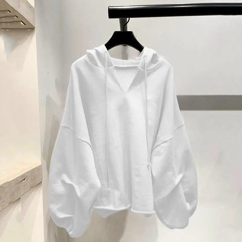 2024 Summer New Lantern Sleeve Thin Hoodie Korean Version Loose Oversized Top 300 Pounds Hooded Plus Fat Jacket for Women