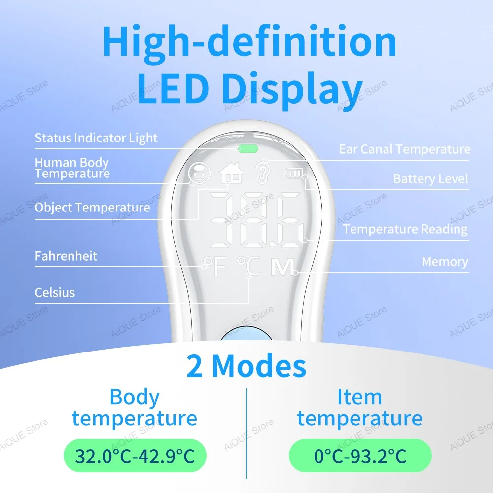 AiQUE 2026 3in1 Thermometer Rechargeable Ear Forehead ℃℉ Fever LED Temperature  Infrared Cold IR Temperature for Child Adult