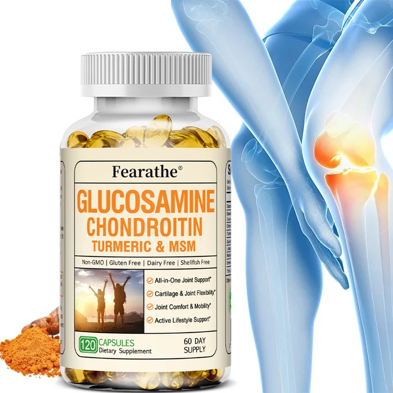 Glucosamine Chondroitin Capsules 1500mg, MSM Turmeric, Support Joint Cartilage Bone Flexibility & Immune Antioxidant Health