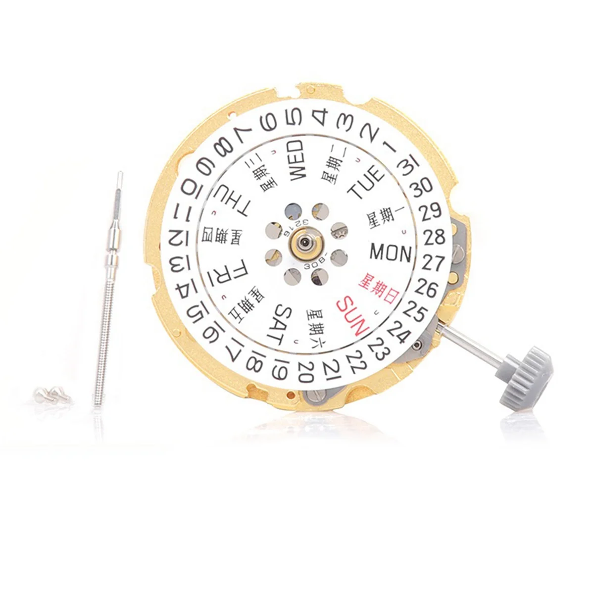 8200 Movement with Calendar Plate+Week Plate+Handle 8200 Double Calendar Automatic Mechanical Watch Movement Gold