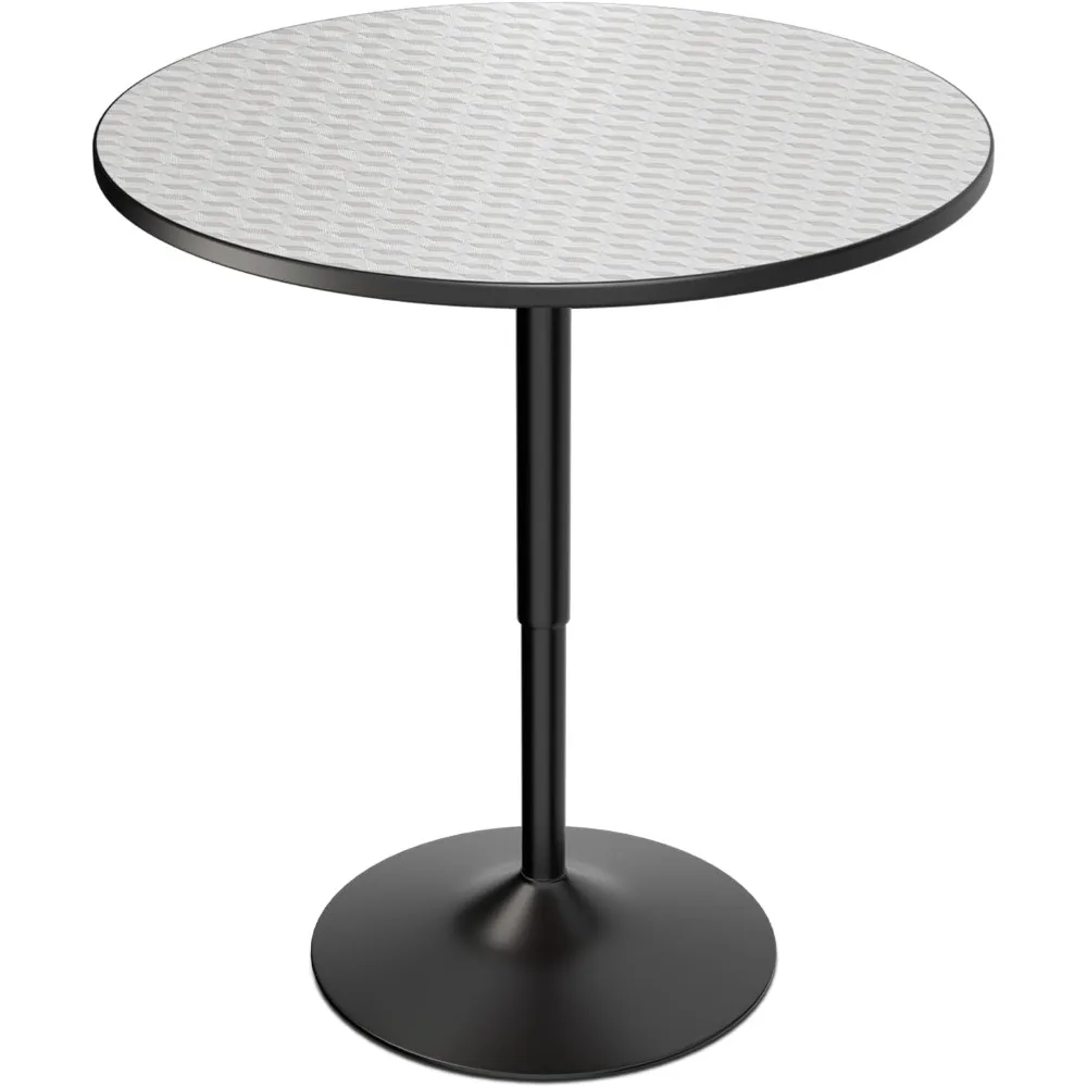 

31" Round Bar Table Height Adjustable 26"-35" Pub Table with Enlarged Base for Living Room Patio Bistro Café, Silver
