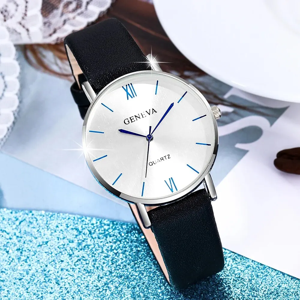 3PCS Set Couple Fashion Casual Leather Watches Ladies Simple Dial Quartz Wristwatches Dress Clock Montre Femme