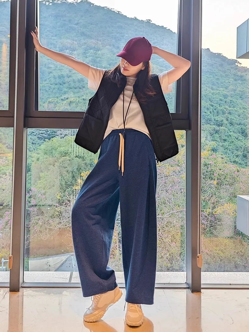 

Loose Wide Leg Pants Floral Pattern Comfortable Lazy Feelings Women's Loose Fit Casual Trousers Street Sle Knitted Cotton