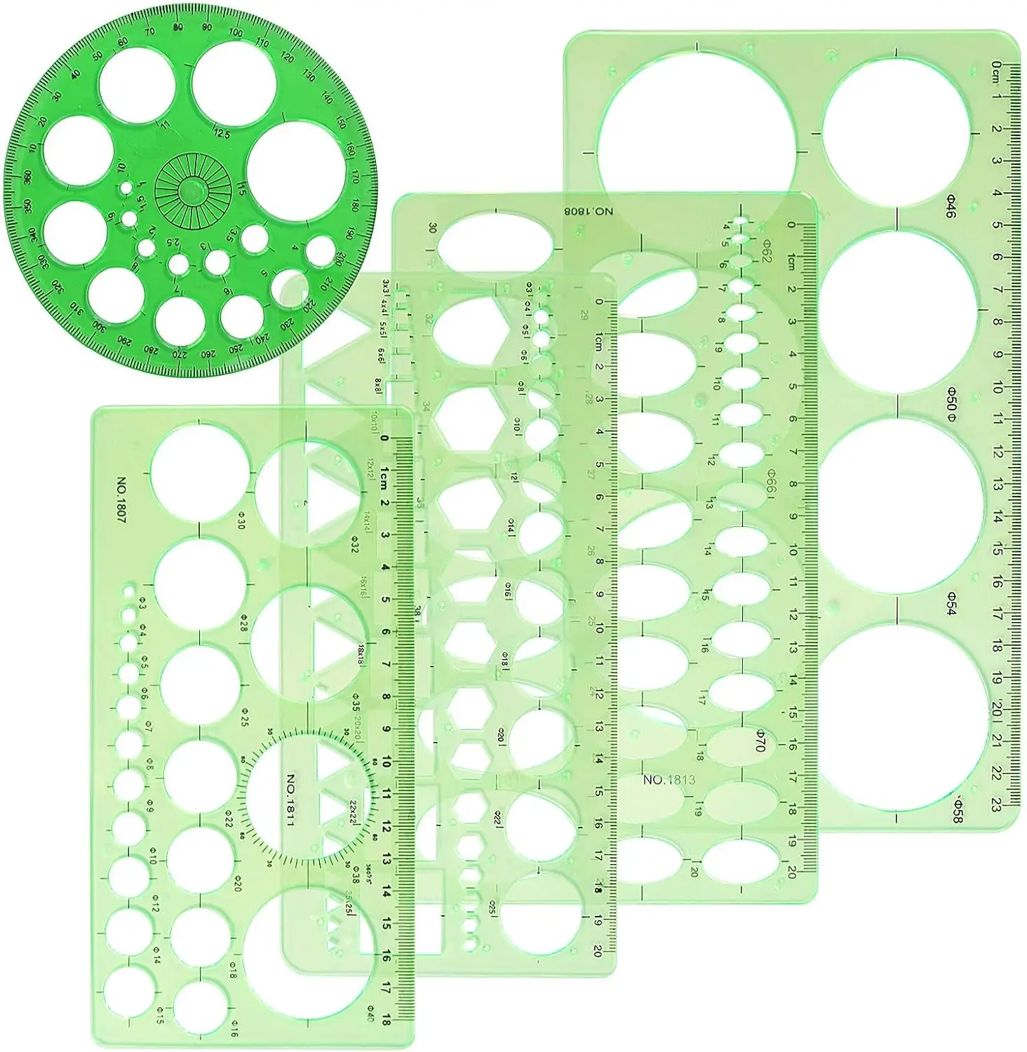 

5-Piece Circle and Oval Measuring Templates, Geometry Stencil Rulers for Office School Drawing Formwork