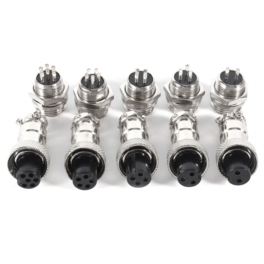 

10 Set GX12 2/3/5/6 Pin Aviation Connector 5A 12mm Aviation Plug Waterproof Male Female Panel Connector Power Chassis
