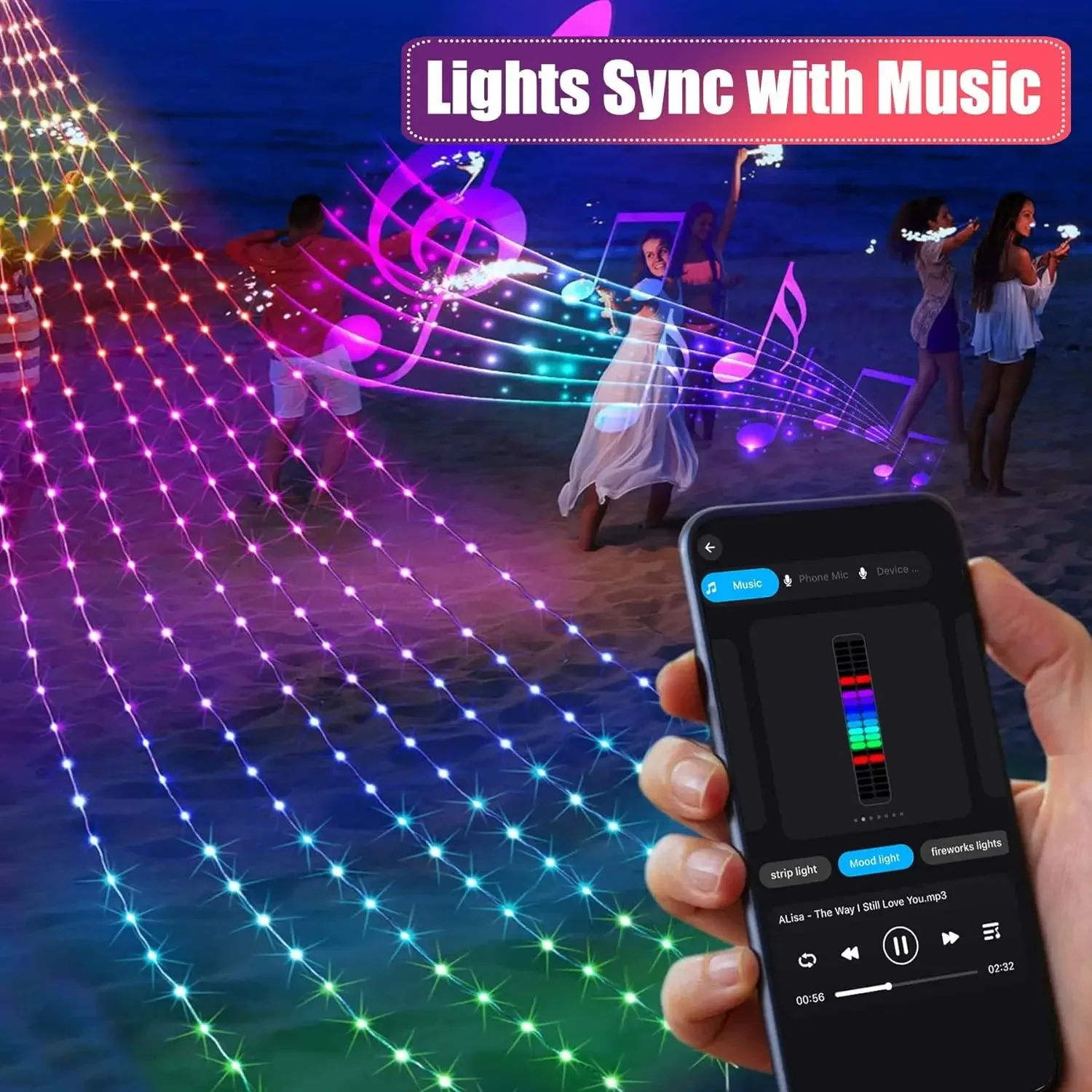 Inteligentne lampki choinkowe DIY LED Fairy String Lights z aplikacją i zdalnie sterowaną girlandą na choinkę na wesele w ogrodzie na świeżym powietrzu