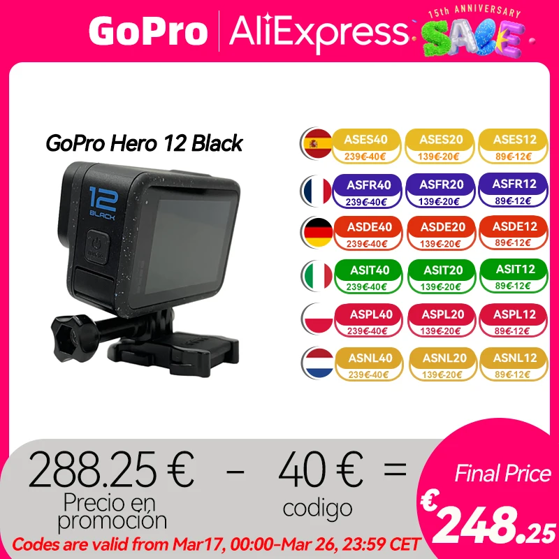 GoPro HERO12 Black Action Camera HyperSmooth6.0 5.3K60fps Video 27MP Go Pro12 helmet Sport Camera Go Pro HERO12