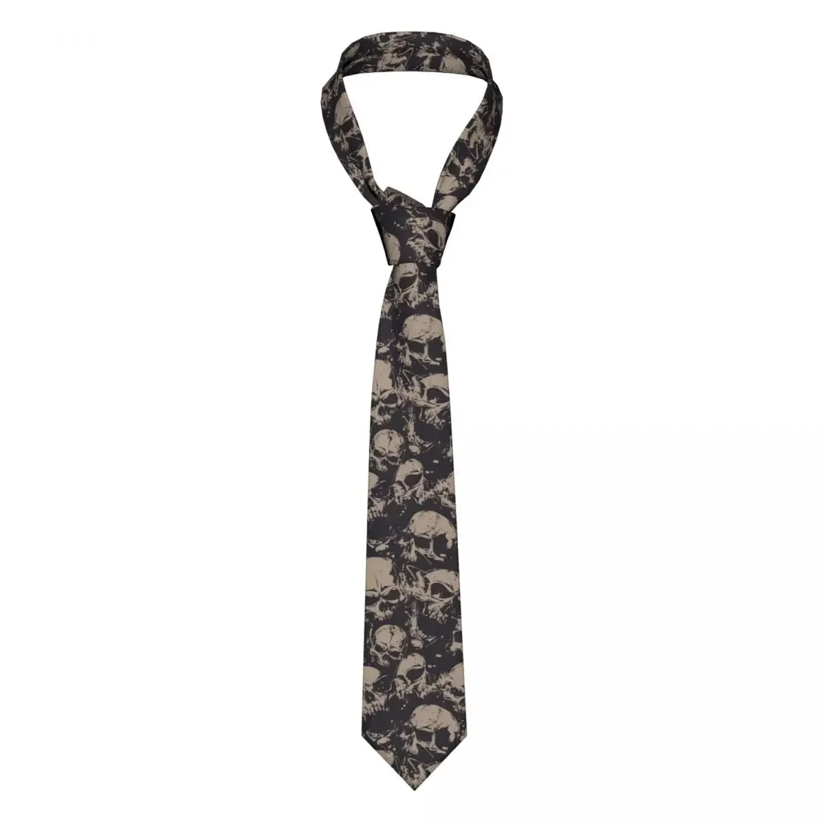 Grunge Pattern With Skulls Rock Neckties Fashion Polyester 8 cm Classic Neck Ties for Mens Daily Wear Wedding Office