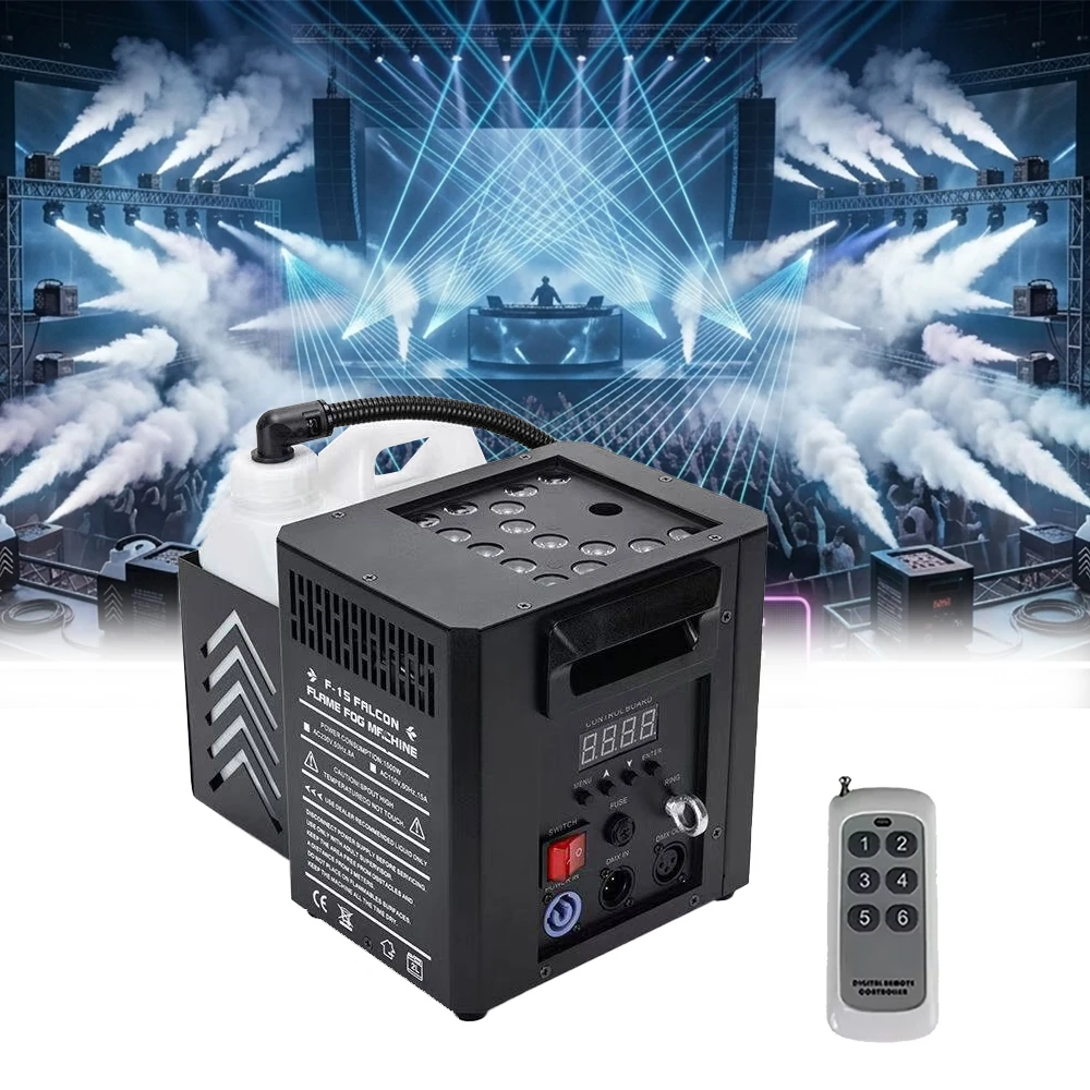 2000W Smoke Machine With 15RGB LEDs Vertical Fog Machine Stage Lighting Spray Fogger For DJ Show Weeding Party Show