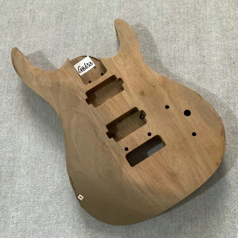 Solid Redwood NO Paints Electric Guitar Body  HH Pickups Two Points Fixed Tremolo DIY Guitar Parts Surface Dirty  GB653