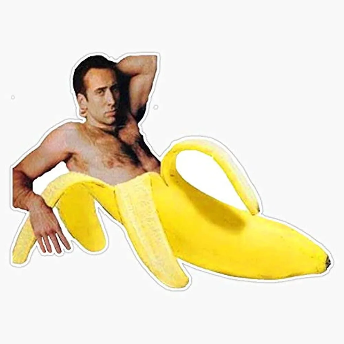 For Nicolas Cage In A Banana - Bright Yellow Vinyl Waterproof Sticker Decal Car Laptop Wall Window Bumper Sticker