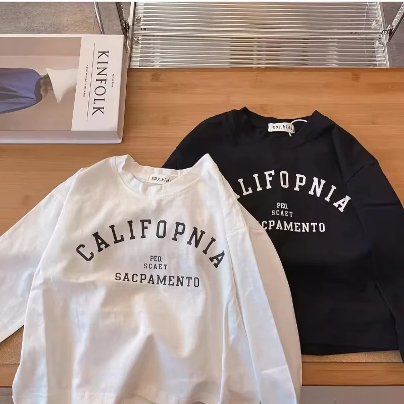1 الأطفال تي شيرت 2025 الخريف طويلة الأكمام تي شيرت إلكتروني طباعة طاقم الرقبة المألوف العصرية تنوعا قاعدة طبقة أعلى
