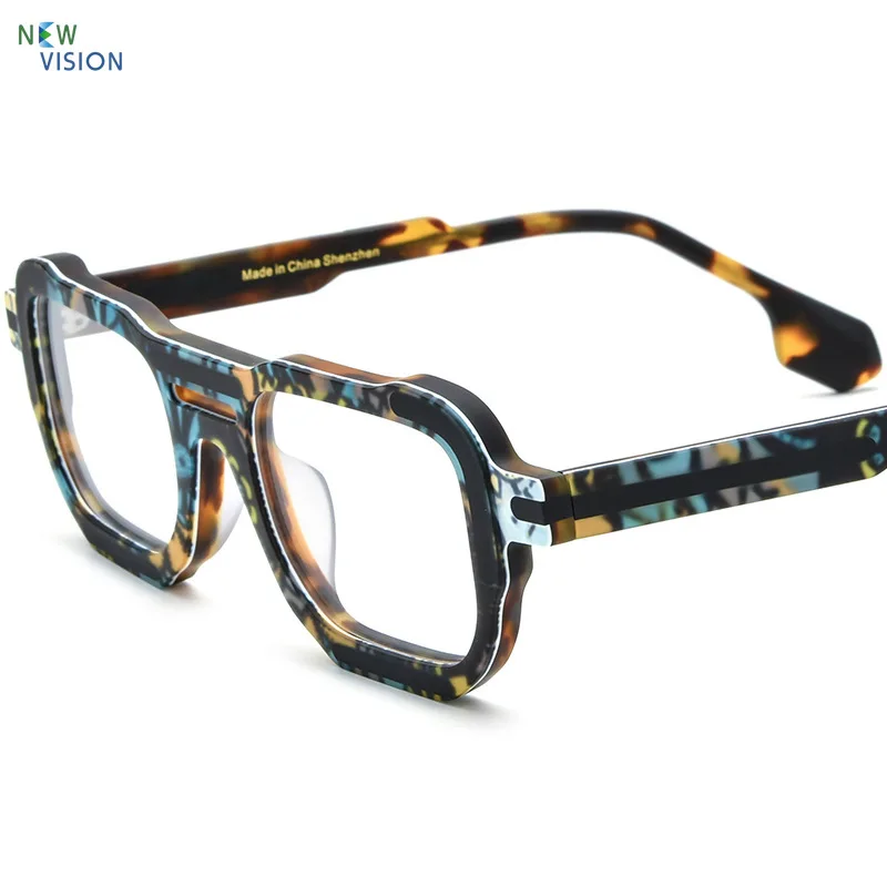 متعدد الألوان الربط النظارات البصرية الرجال عالية الجودة مربع خلات إطار نظارات موضة النساء قصر النظر مكافحة الضوء الأزرق نظارات