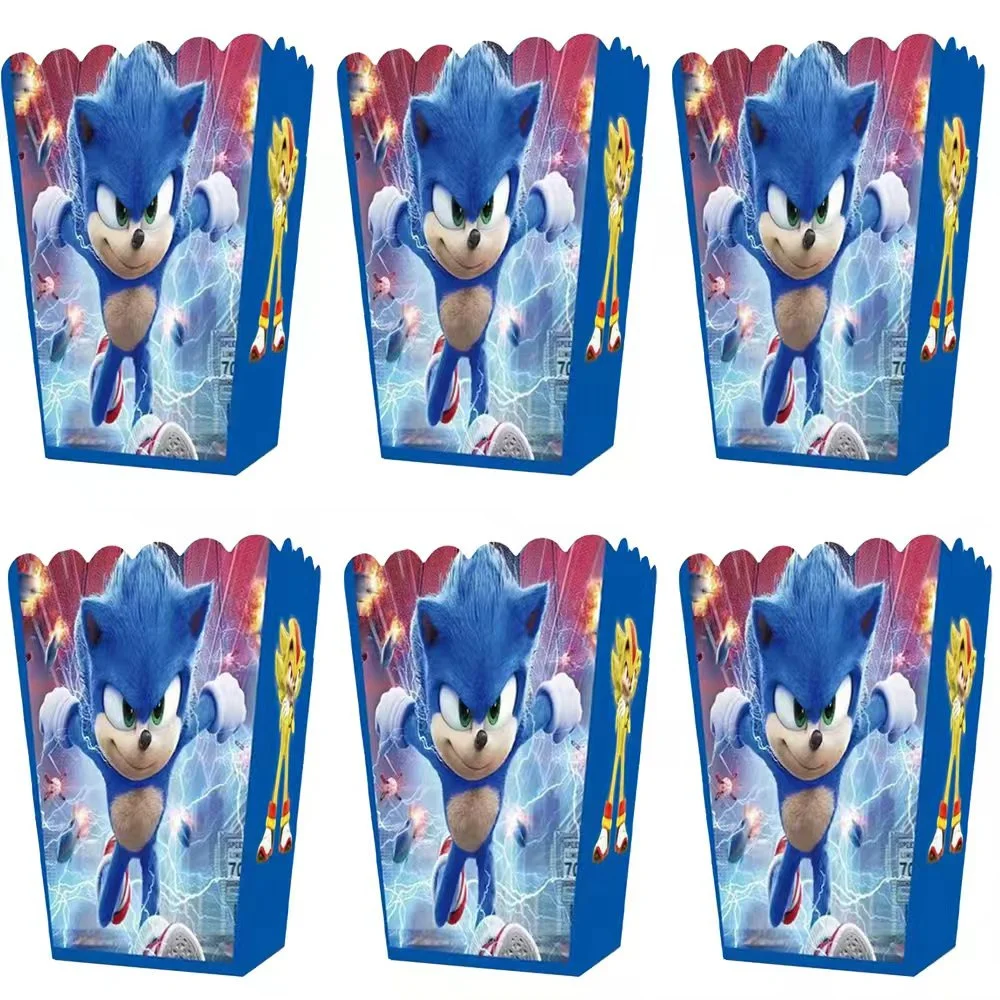 6/24pcs Sonic Popcorn Boxes Theme Party Decoration Birthday Party Favor Popcorn Treat Boxes Party Supplies - view 5
