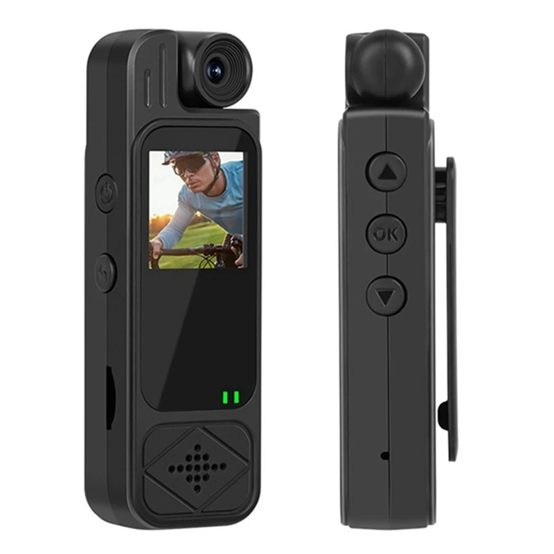 كاميرا رياضية 1080P HD مع بطاقة TF سعة 64 جيجابايت قابلة للتدوير بالأشعة تحت الحمراء للرؤية الليلية مسجل فيديو رقمي كاميرا يمكن حملها بالجسم