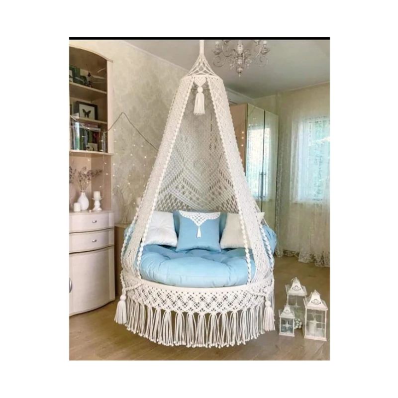 Indoor Swing for Living Room, Balcony and Terrace Modern Design Style Custom Made Macrame Material Swings at Wholesale Price