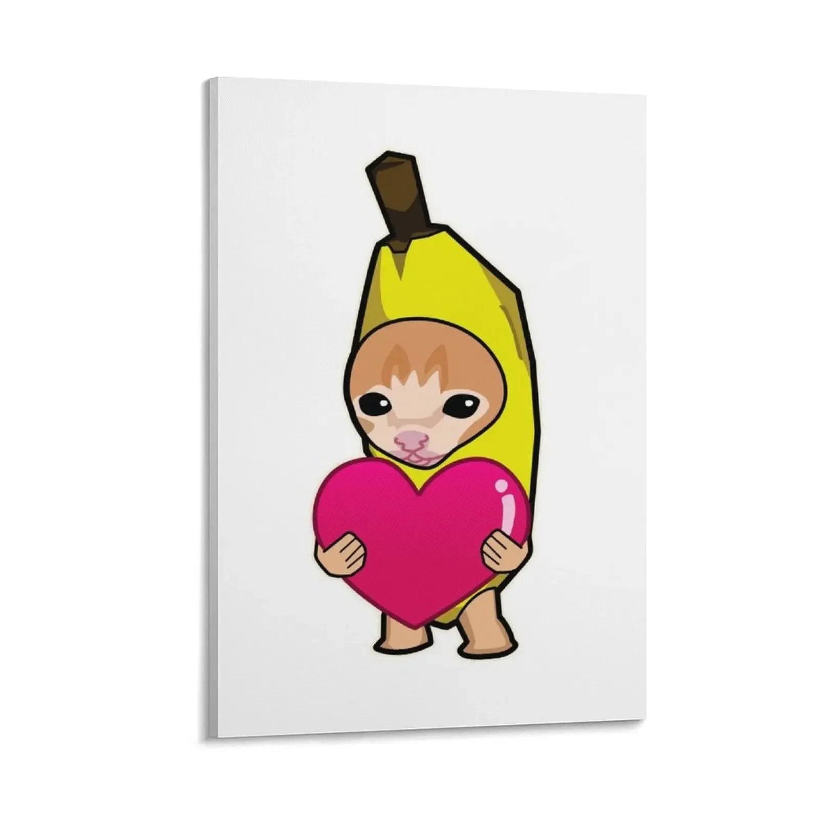 

banana cat holding heart (on white) meme Canvas Painting home decors accessories anime anime room decor art