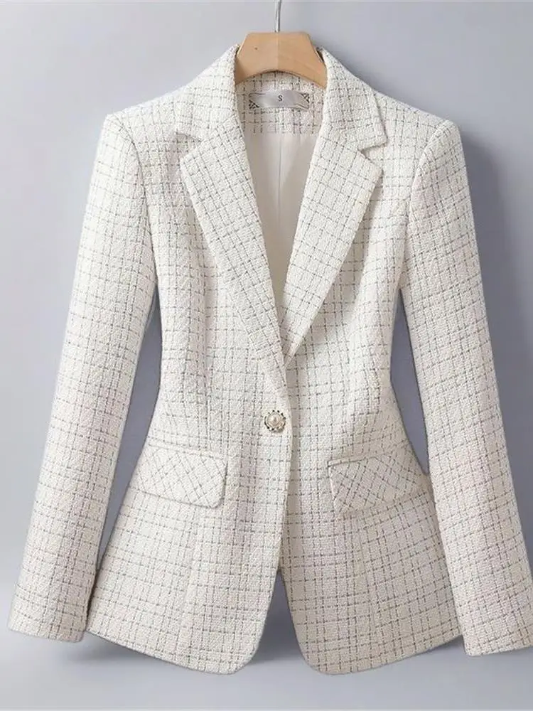 

Ele белый женский костюм Jaet Cleanfit Sle Long Sve, офисная одежда, стильный дизайн, Angxiang Wind, весна-осень, новое поступление