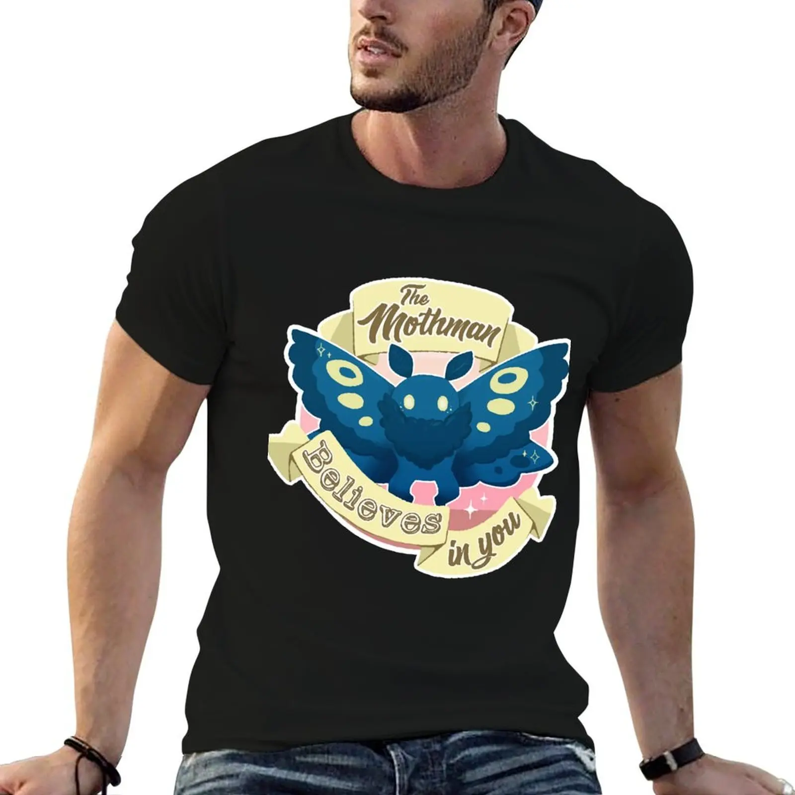 

The Mothman Believes in You T-Shirt man t shirt graphic essential t shirt t shirts for man pack cotton T-Shirt