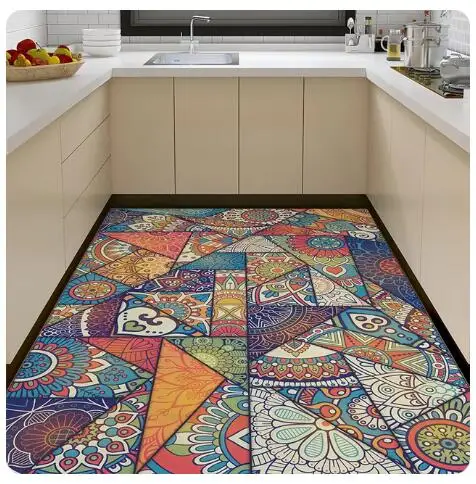 Custom Link Kitchen Waterproof Floor Mat Home Decor Luxury Non-slip Carpet Mats PVC Living Room Rug Big Size