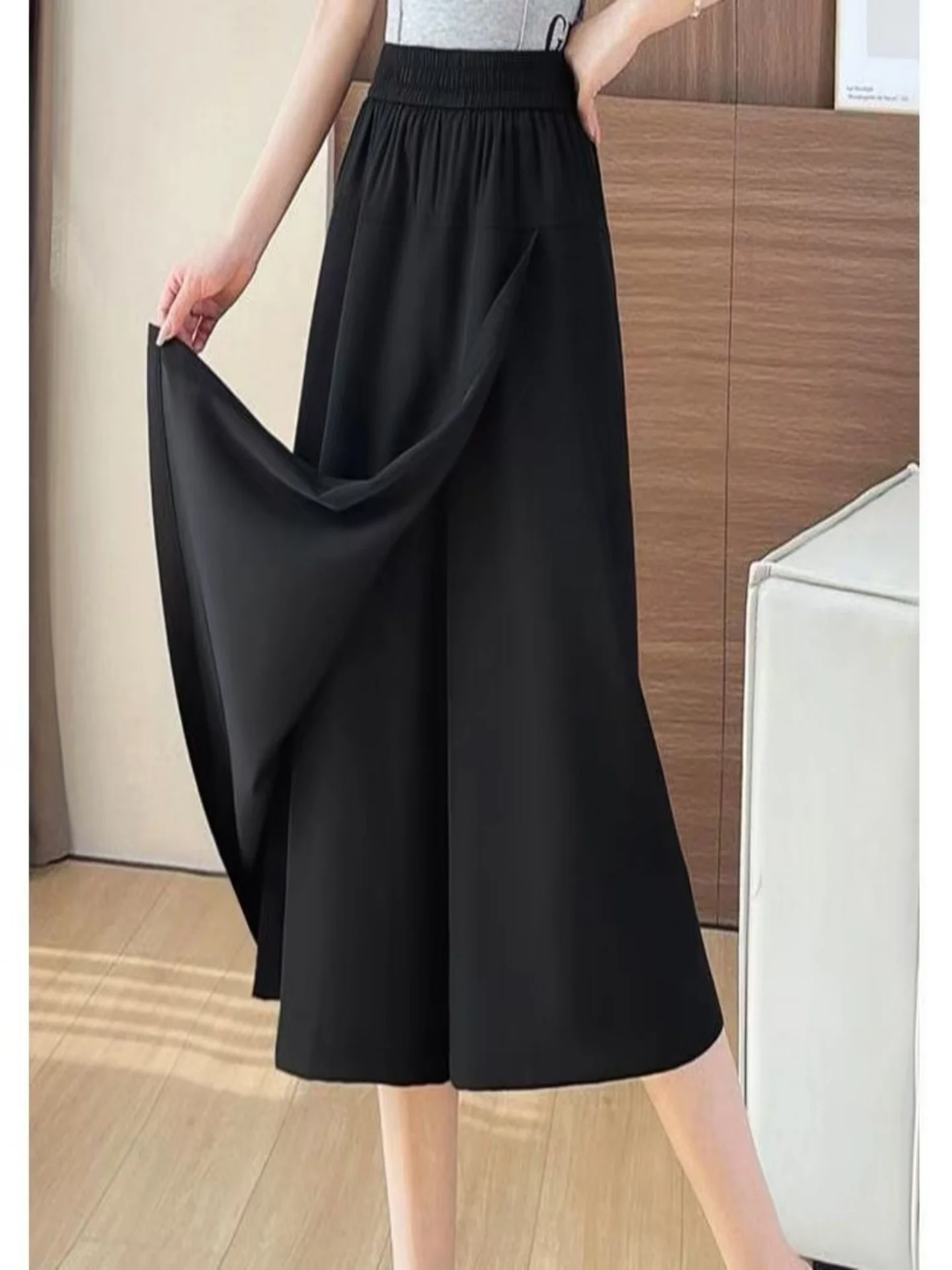 Pantaloni a gamba larga a vita alta da donna Gonna asimmetrica coreana Sle Texture Sensation Dimagrante Pantaloni casual di nuovo arrivo estivo