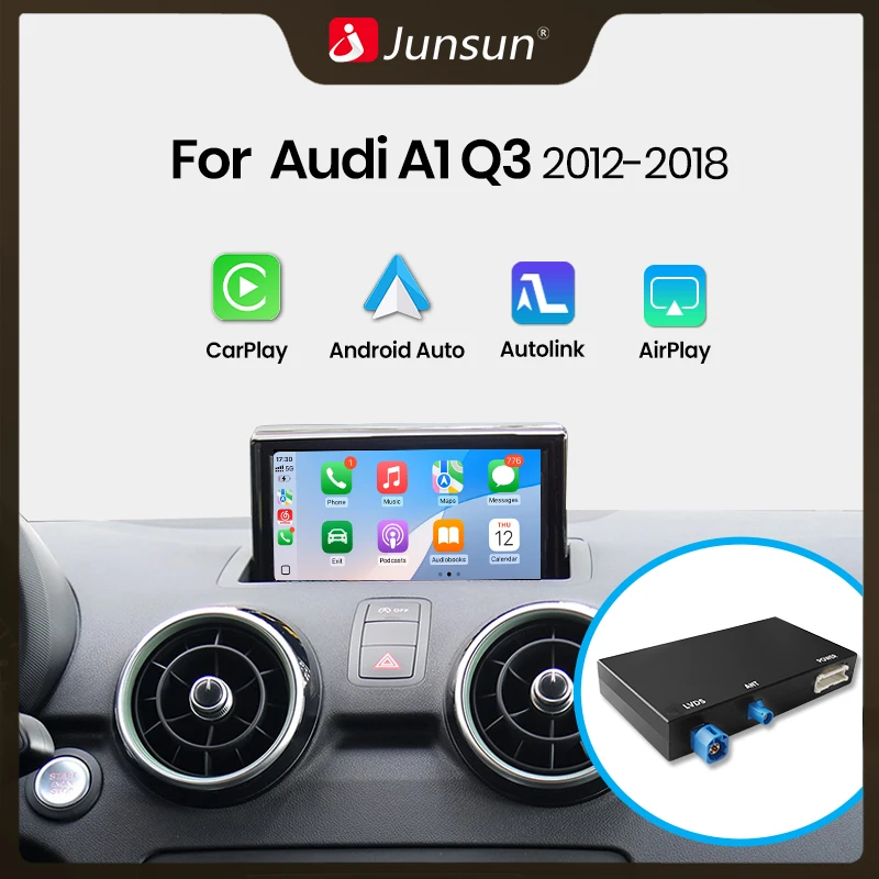 Junsun Wire/Wireless CarPlay Android Auto Decoder für Audi A1 Q3 2012-2018 RMC H+NR System Bluetooth AirPlay MirrorLink