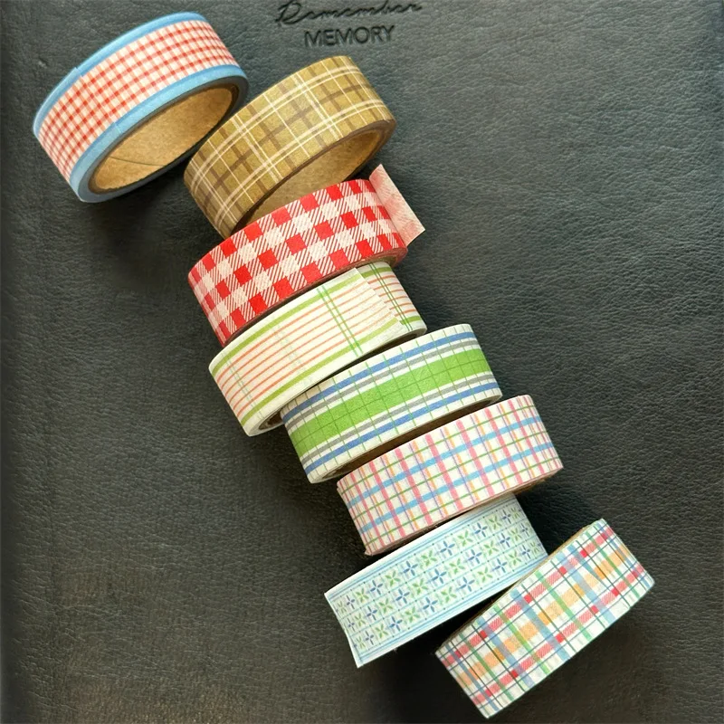 Korean Style Paper Tape Handbook Decoration Material Basic Checkered DIY Sticker Ins Style