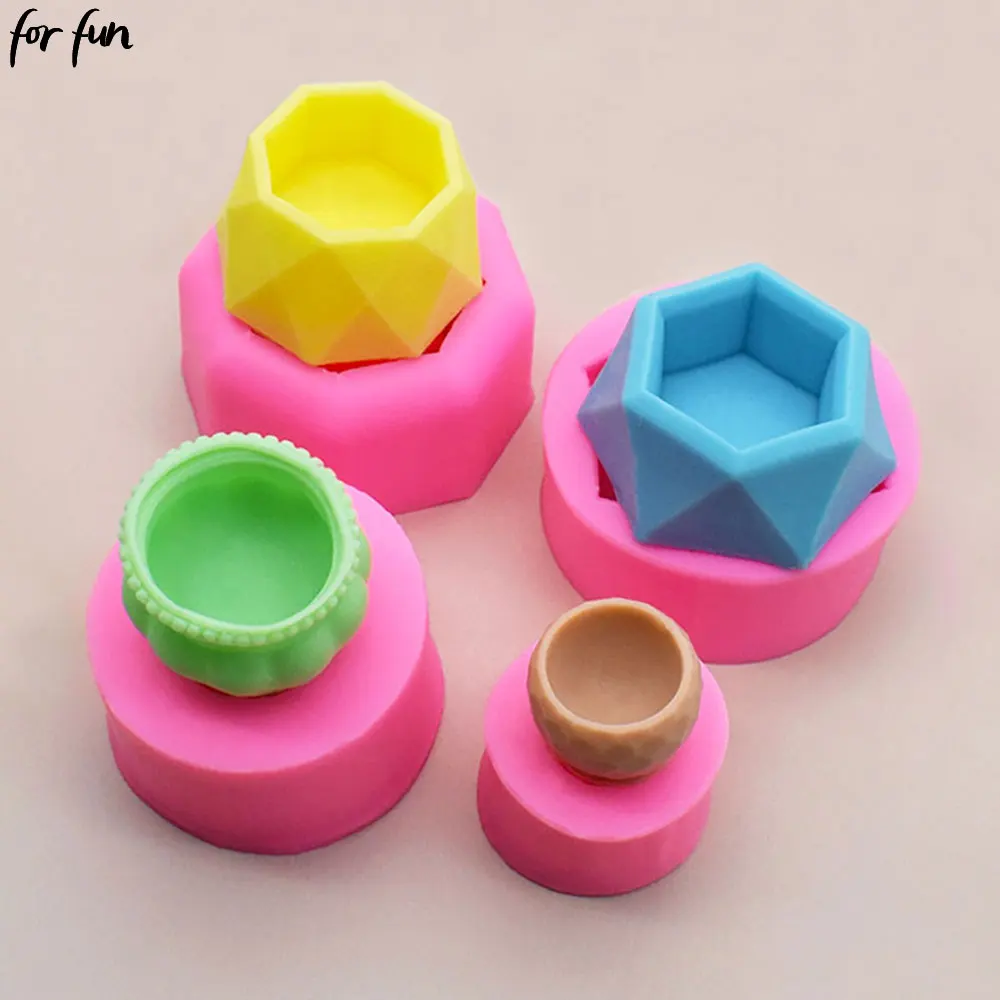 For Fun Flower Pot Clay Silicone Mold DIY Handmade Concrete Resin Molds Table Storage Box Candle Jar Making Mould Home Decor